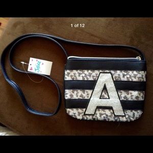 Justice "A" Sequin Stripe Cross-body Bag Purse